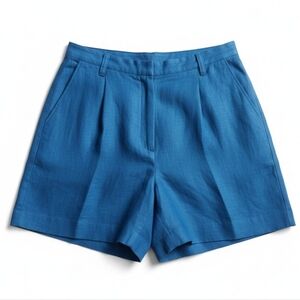 J. Khaki Blue 100% Linen Shorts Womens Size 14 Summer Casual Resortwear